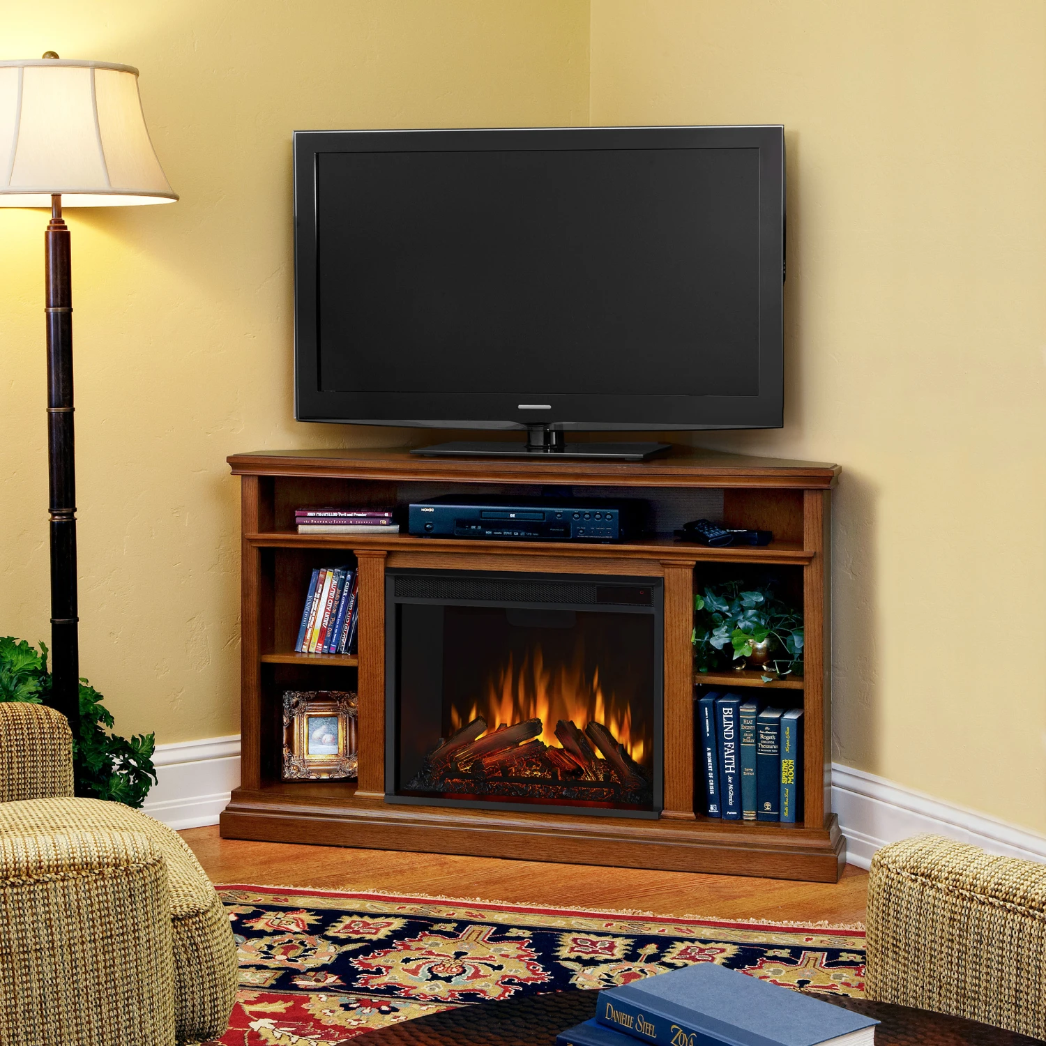 50.75" Churchill Oak Entertainment Center Corner Electric Fireplace 1 50.75" Churchill Oak Entertainment Center Corner Electric Fireplace