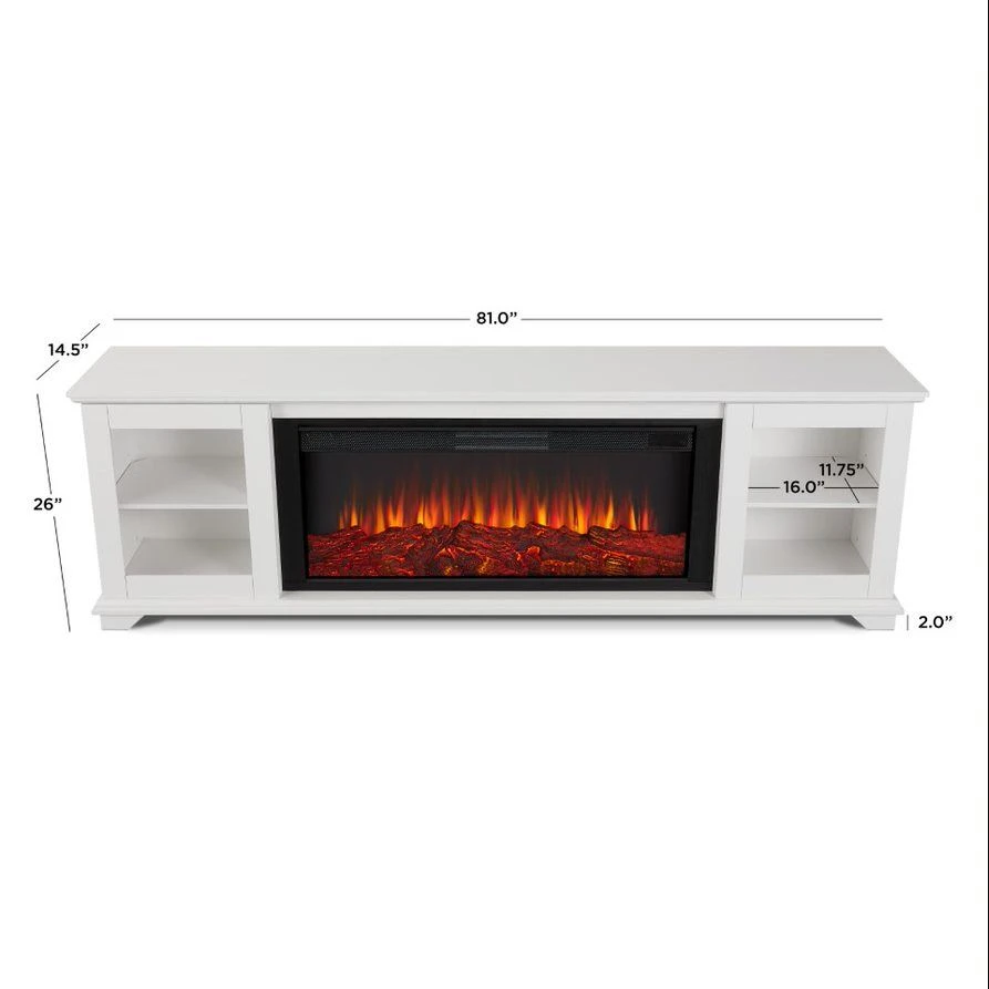 81" Benjamin White TV Stand Electric Fireplace 3 81" Benjamin White TV Stand Electric Fireplace - Image 3
