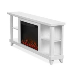 58" Penrose White Entertainment Center Electric Fireplace -Dimplex Shop 4 354