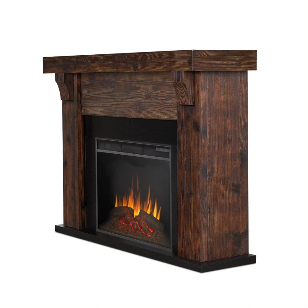 64" Gunnison Chestnut Barnwood Electric Fireplace 4 64" Gunnison Chestnut Barnwood Electric Fireplace - Image 4