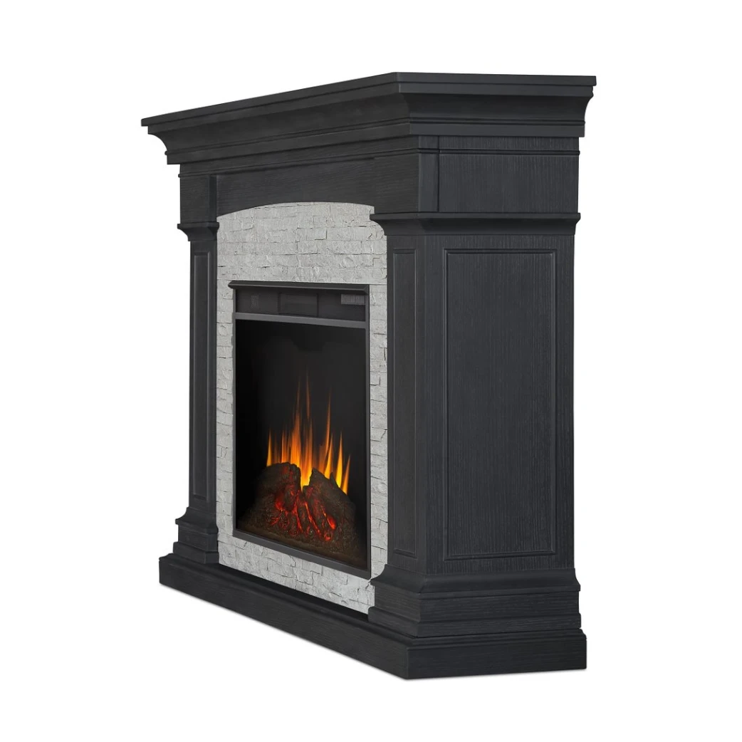 63" Deland Grand Real Flame Gray Stone Electric Fireplace 4 63" Deland Grand Real Flame Gray Stone Electric Fireplace - Image 4