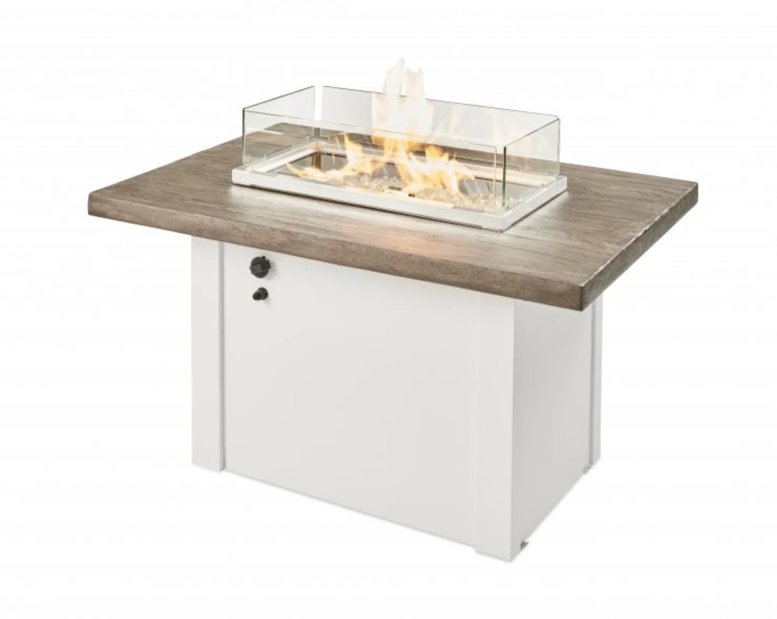 44" Driftwood Havenwood Rectangular Gas Fire Pit Table With White Base 4 44" Driftwood Havenwood Rectangular Gas Fire Pit Table With White Base - Image 4