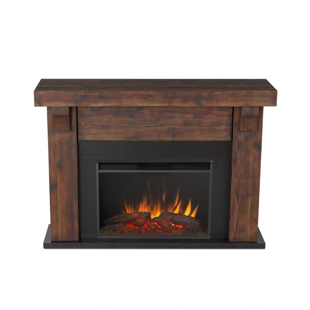64" Gunnison Chestnut Barnwood Electric Fireplace 5 64" Gunnison Chestnut Barnwood Electric Fireplace - Image 5