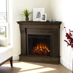 40.94" Chateau Dark Walnut Corner Electric Fireplace