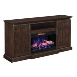 77.8" Cabaret Distressed Oak Infrared Media Electric Fireplace -Dimplex Shop 6 10