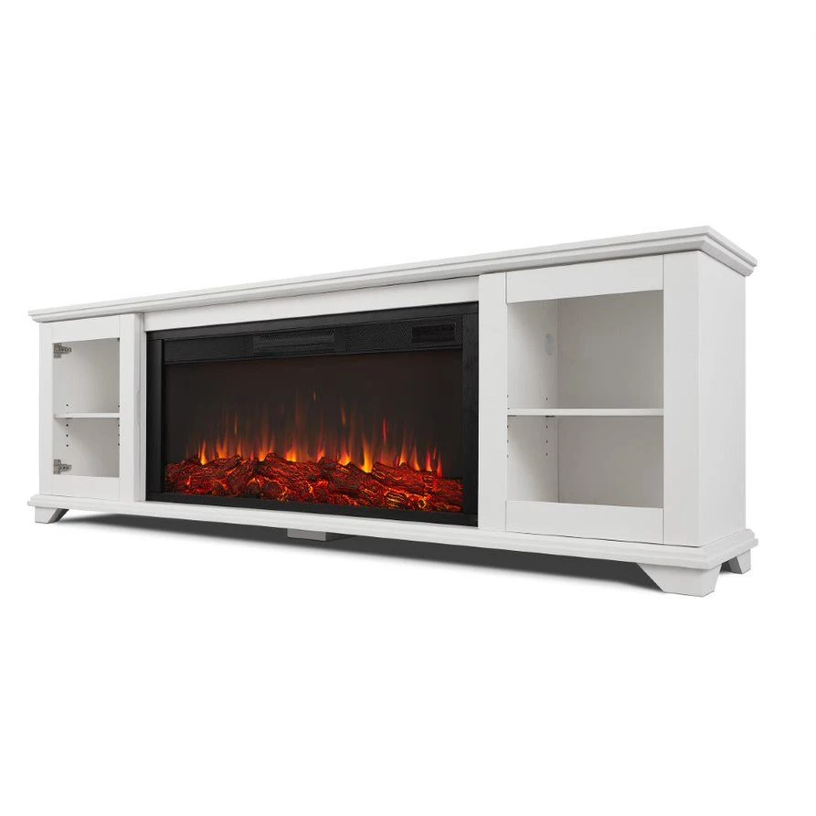 81" Benjamin White TV Stand Electric Fireplace 5 81" Benjamin White TV Stand Electric Fireplace - Image 5