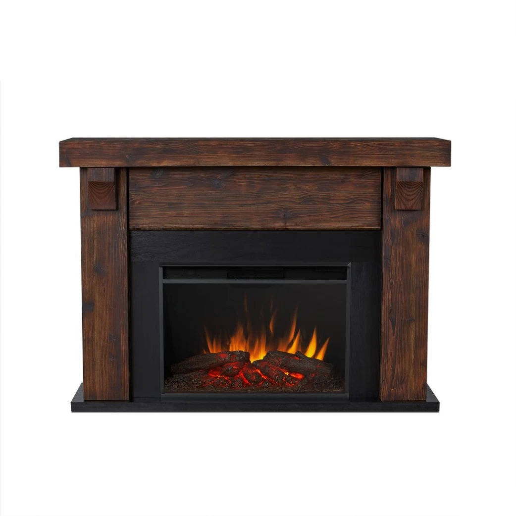64" Gunnison Chestnut Barnwood Electric Fireplace 7 64" Gunnison Chestnut Barnwood Electric Fireplace - Image 7