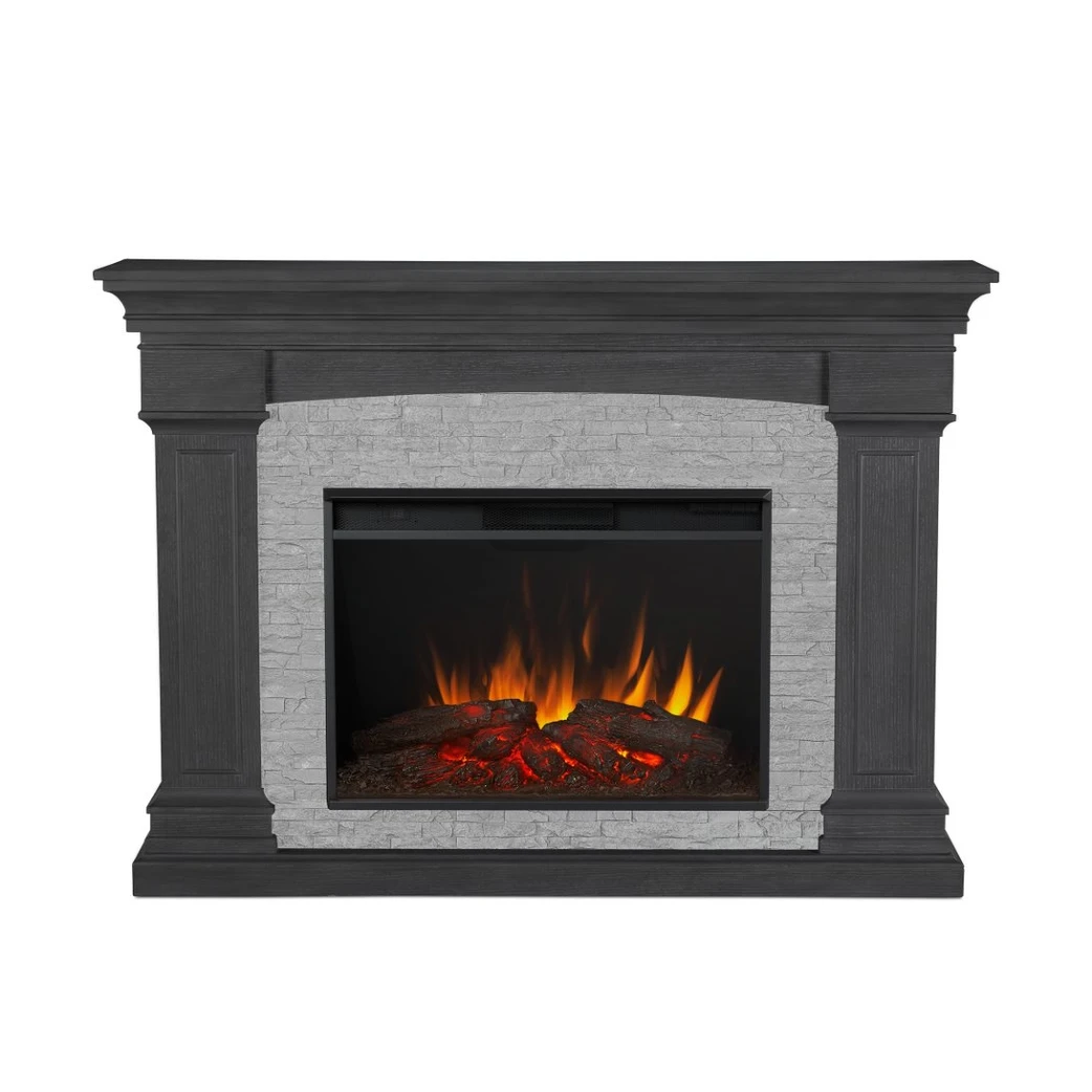 63" Deland Grand Real Flame Gray Stone Electric Fireplace 7 63" Deland Grand Real Flame Gray Stone Electric Fireplace - Image 7
