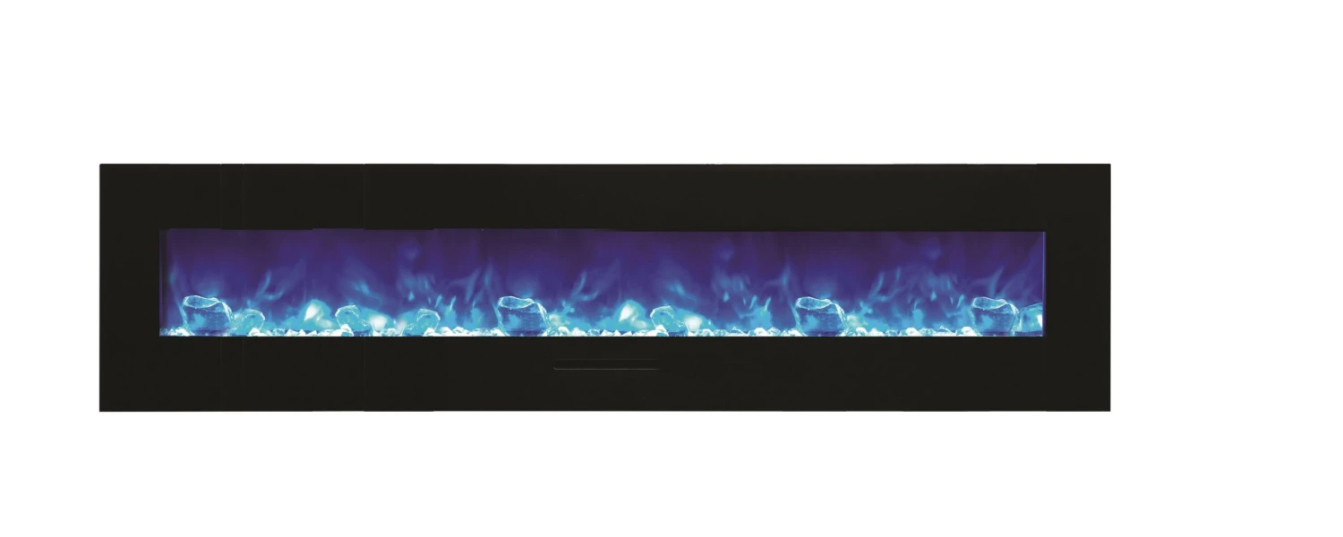 88" Amantii Flush Mount Electric Fireplace W/ Black Glass Surrounding With Log Set 7 88" Amantii Flush Mount Electric Fireplace W/ Black Glass Surrounding With Log Set - Image 7