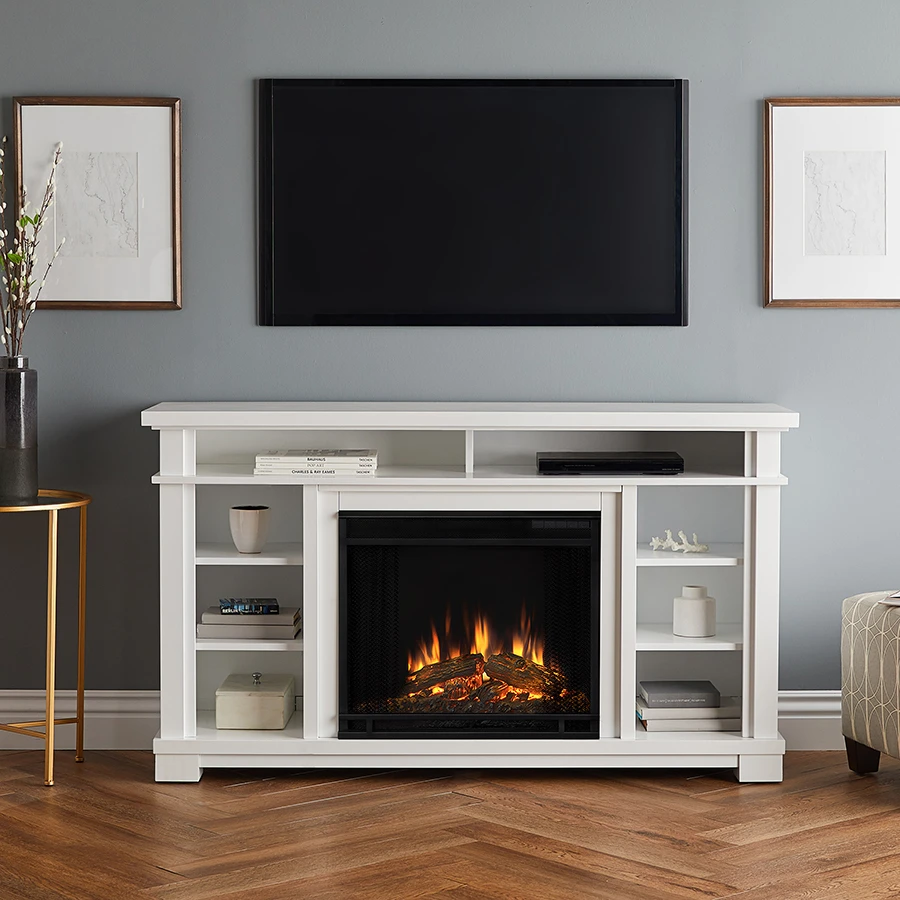 56" Belford White Media Electric Fireplace 1 56" Belford White Media Electric Fireplace