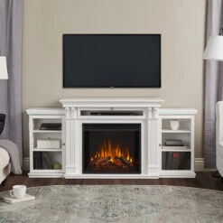 67" Calie White Entertainment Center Electric Fireplace