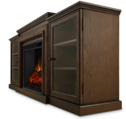 72" Frederick Chestnut Oak Entertainment Center Electric Fireplace -Dimplex Shop 7740E CO Side