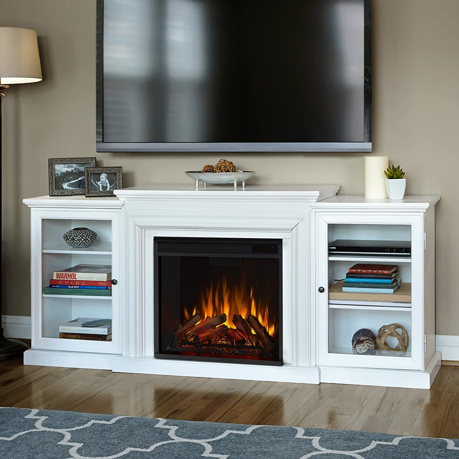 72" Frederick White Entertainment Center Electric Fireplace 1 72" Frederick White Entertainment Center Electric Fireplace