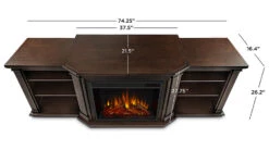 75.5" Valmont Chestnut Oak Entertainment Center Electric Fireplace -Dimplex Shop 7930E CO Dims