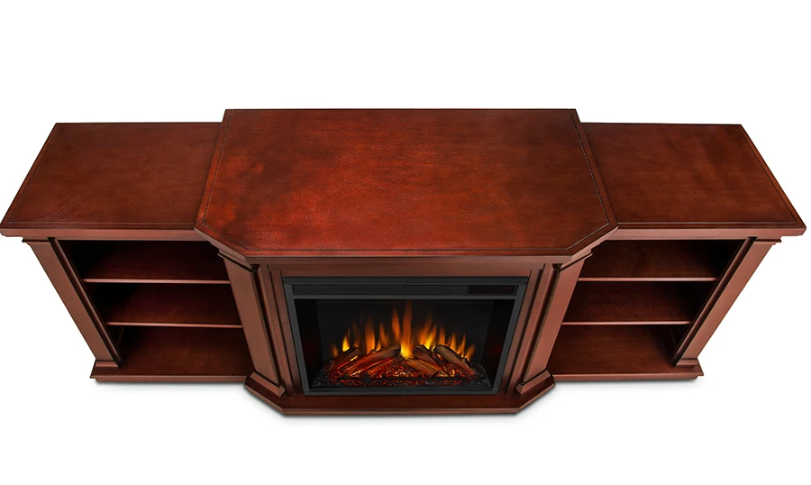 75.5" Valmont Dark Mahogany Entertainment Center Electric Fireplace 4 75.5" Valmont Dark Mahogany Entertainment Center Electric Fireplace - Image 4