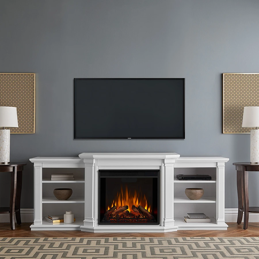 75.5" Valmont White Entertainment Center Electric Fireplace 1 75.5" Valmont White Entertainment Center Electric Fireplace