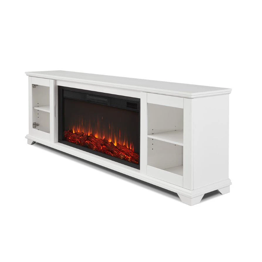 81" Benjamin White TV Stand Electric Fireplace 7 81" Benjamin White TV Stand Electric Fireplace - Image 7
