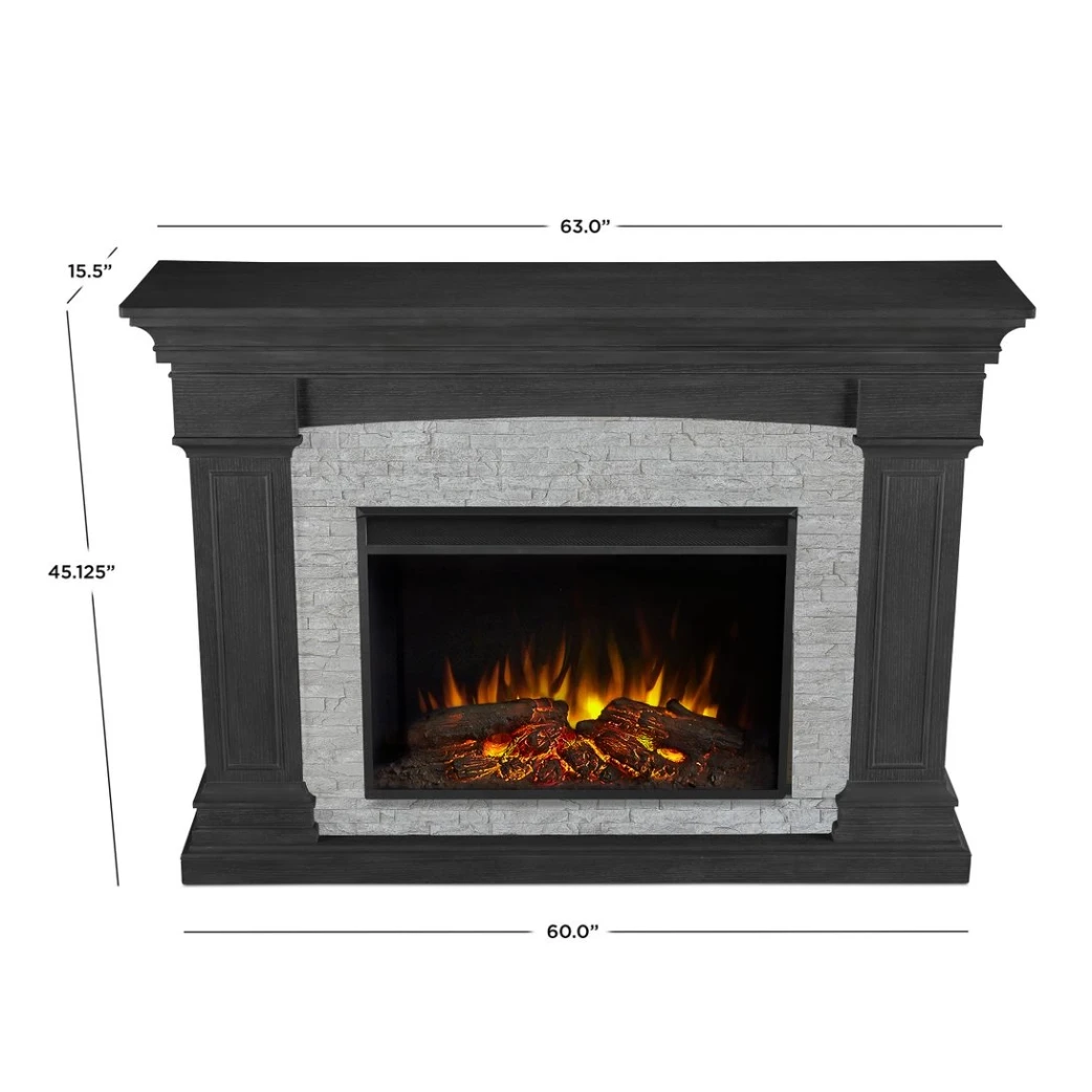 63" Deland Grand Real Flame Gray Stone Electric Fireplace 8 63" Deland Grand Real Flame Gray Stone Electric Fireplace - Image 8