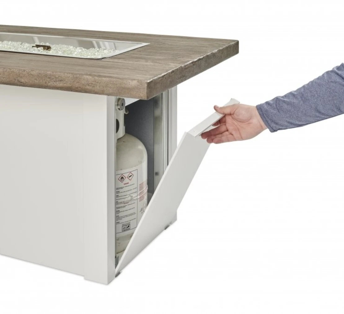 44" Driftwood Havenwood Rectangular Gas Fire Pit Table With White Base 6 44" Driftwood Havenwood Rectangular Gas Fire Pit Table With White Base - Image 6