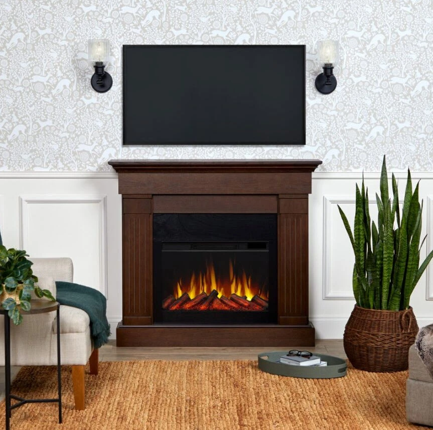 47" Crawford Chestnut Oak Slim Infrared Electric Fireplace 2 47" Crawford Chestnut Oak Slim Infrared Electric Fireplace - Image 2