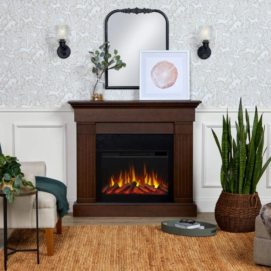47" Crawford Chestnut Oak Slim Infrared Electric Fireplace 1 47" Crawford Chestnut Oak Slim Infrared Electric Fireplace