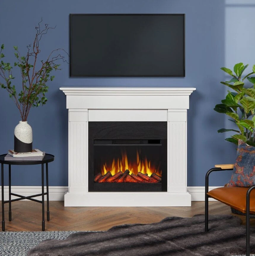 47" Crawford White Slim Infrared Electric Fireplace 2 47" Crawford White Slim Infrared Electric Fireplace - Image 2