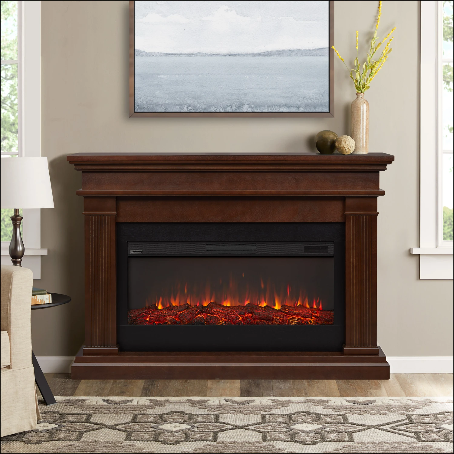 58" Beau Dark Walnut Electric Fireplace 1 58" Beau Dark Walnut Electric Fireplace