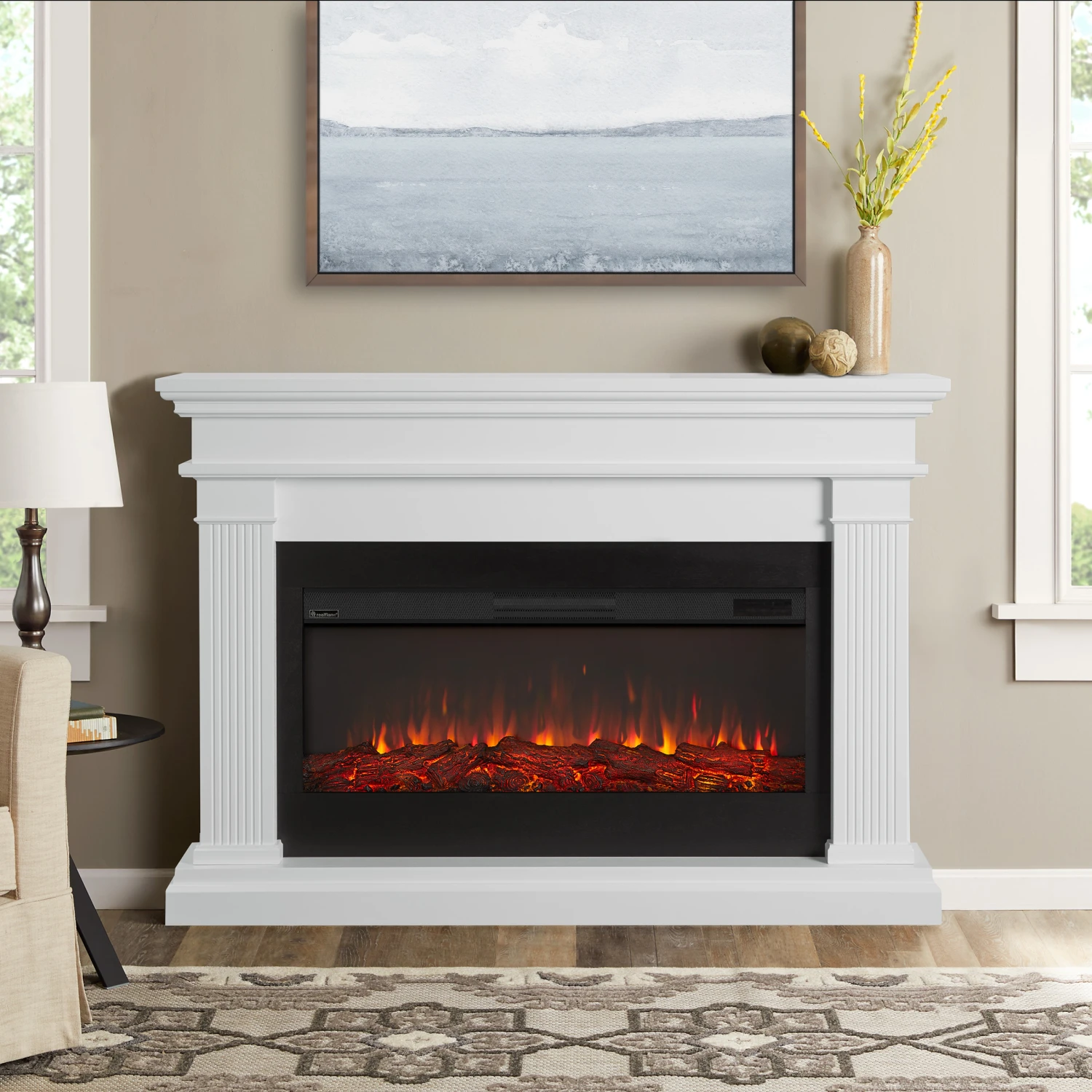 58" Beau White Electric Fireplace 1 58" Beau White Electric Fireplace