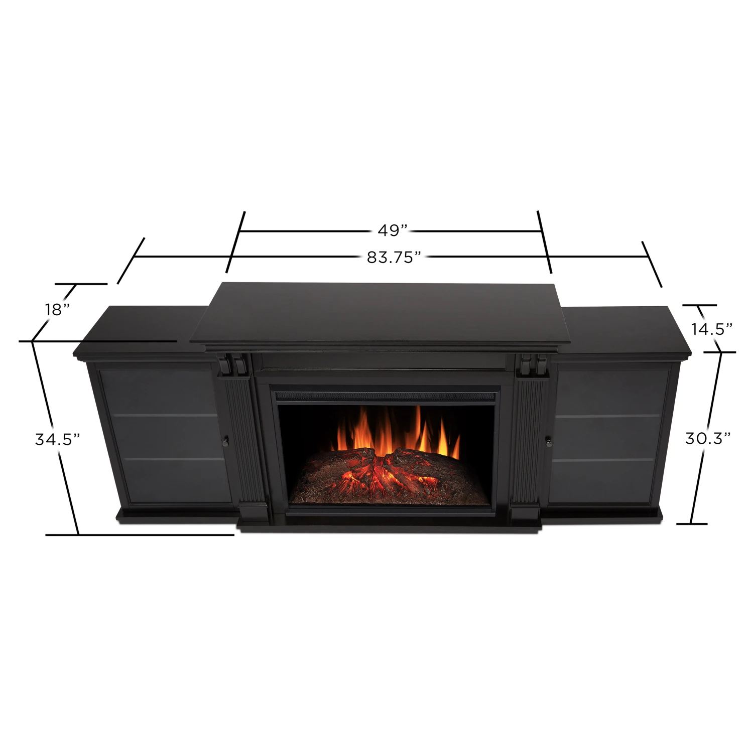 83" Tracey Grand Black Entertainment Center Infrared Electric Fireplace 4 83" Tracey Grand Black Entertainment Center Infrared Electric Fireplace - Image 4