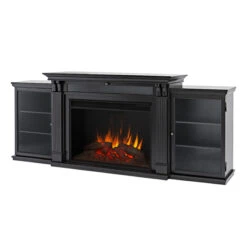 83" Tracey Grand Black Entertainment Center Infrared Electric Fireplace