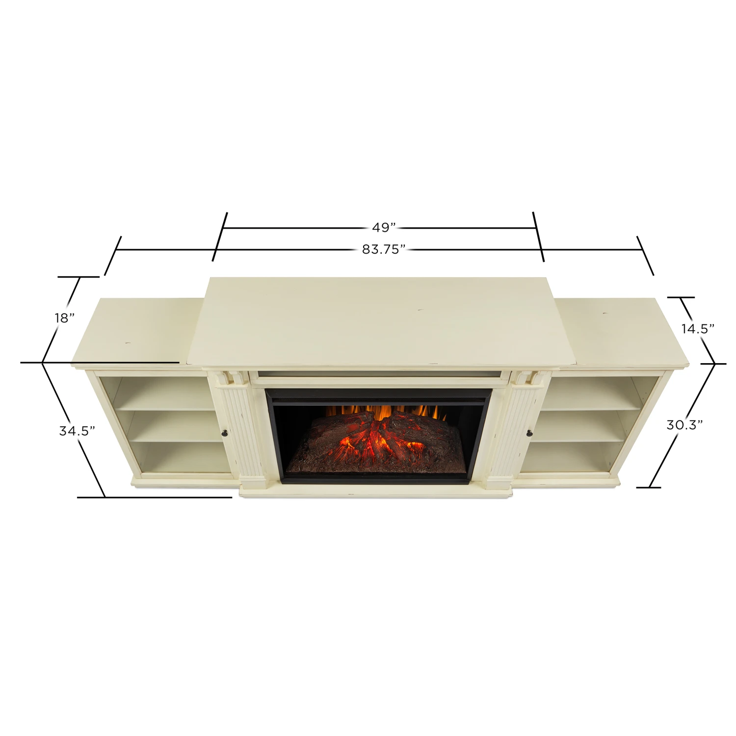 83" Tracey Grand White Entertainment Center Infrared Electric Fireplace 3 83" Tracey Grand White Entertainment Center Infrared Electric Fireplace - Image 3