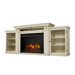 83" Tracey Grand White Entertainment Center Infrared Electric Fireplace