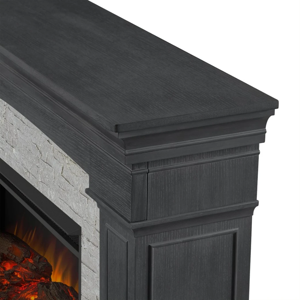 63" Deland Grand Real Flame Gray Stone Electric Fireplace 9 63" Deland Grand Real Flame Gray Stone Electric Fireplace - Image 9