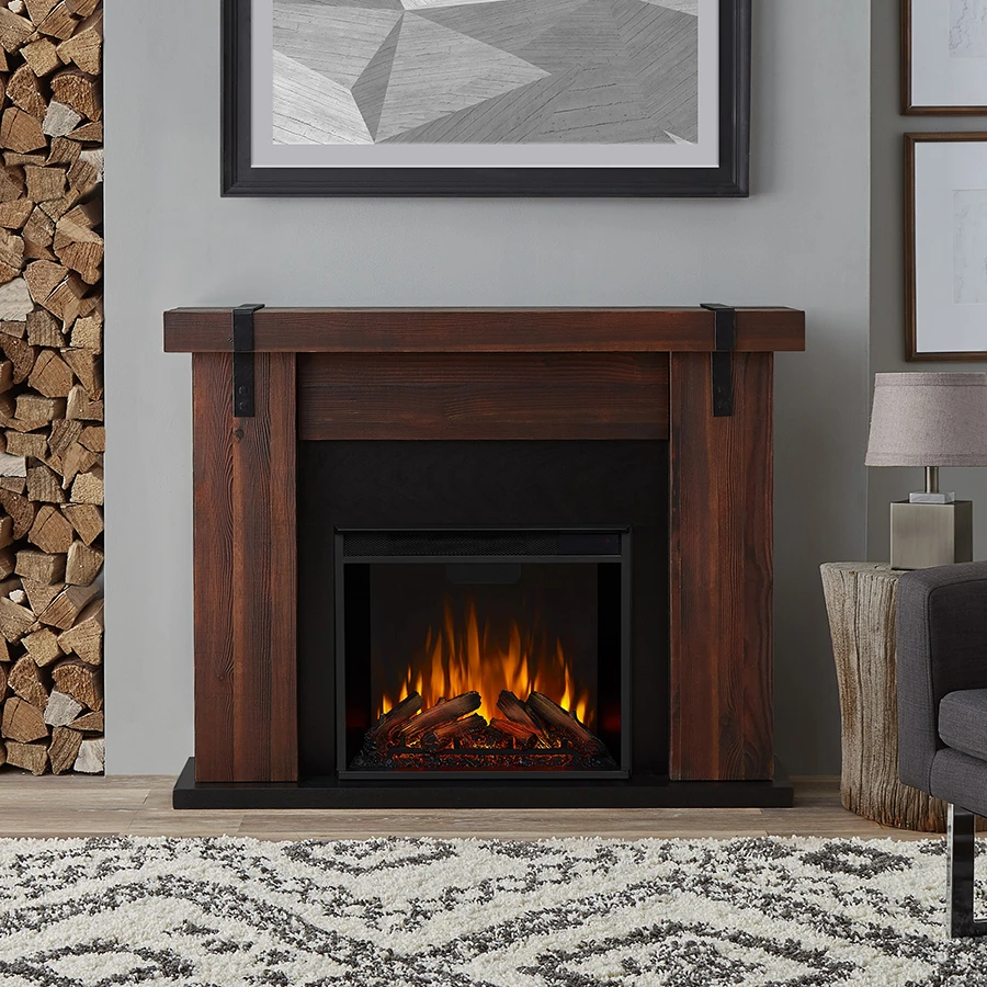 48" Aspen Chestnut Barnwood Electric Fireplace 1 48" Aspen Chestnut Barnwood Electric Fireplace