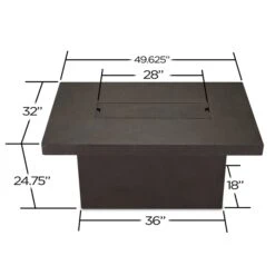 49" Ventura Glacier Gray Rectangle Chat Fire Table -Dimplex Shop C9640LPTKBDIMS