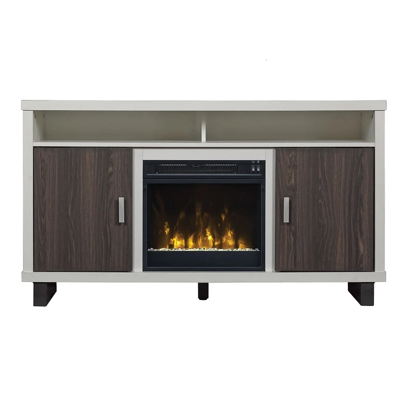 54" Maya White TV Entertainment Media Stand W/ Electric Fireplace 2 54" Maya White TV Entertainment Media Stand W/ Electric Fireplace - Image 2