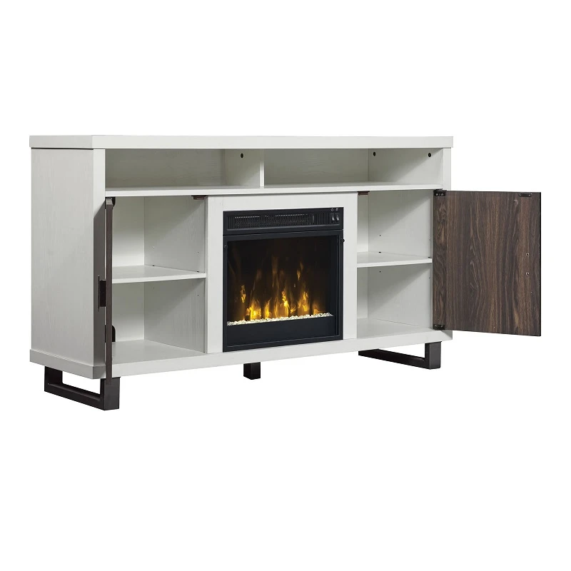 54" Maya White TV Entertainment Media Stand W/ Electric Fireplace 4 54" Maya White TV Entertainment Media Stand W/ Electric Fireplace - Image 4