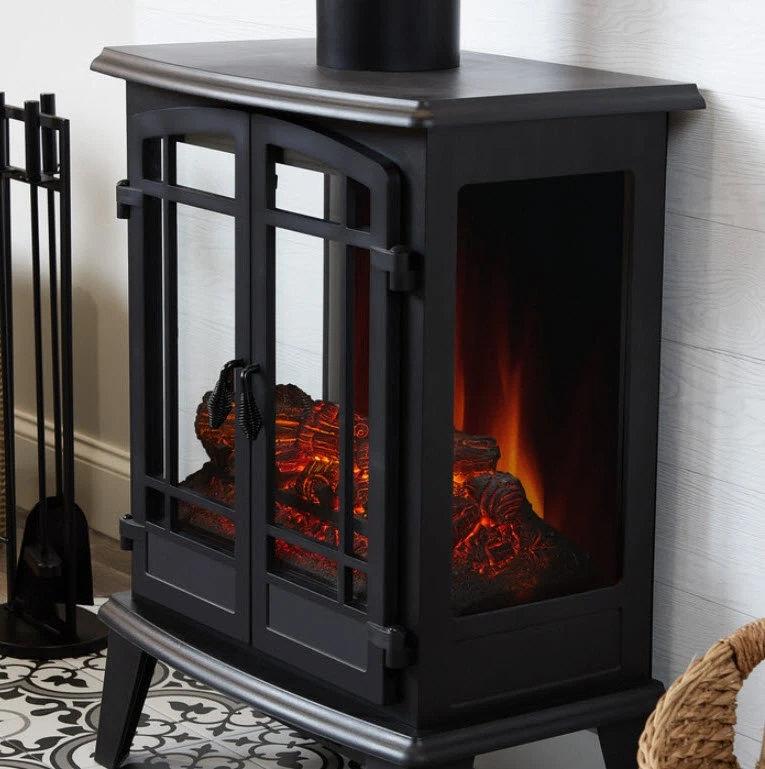 25" Foster Real Flame Black Electric Fireplace Stove 9 25" Foster Real Flame Black Electric Fireplace Stove - Image 9