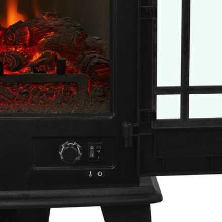 25" Foster Real Flame Black Electric Fireplace Stove 8 25" Foster Real Flame Black Electric Fireplace Stove - Image 8