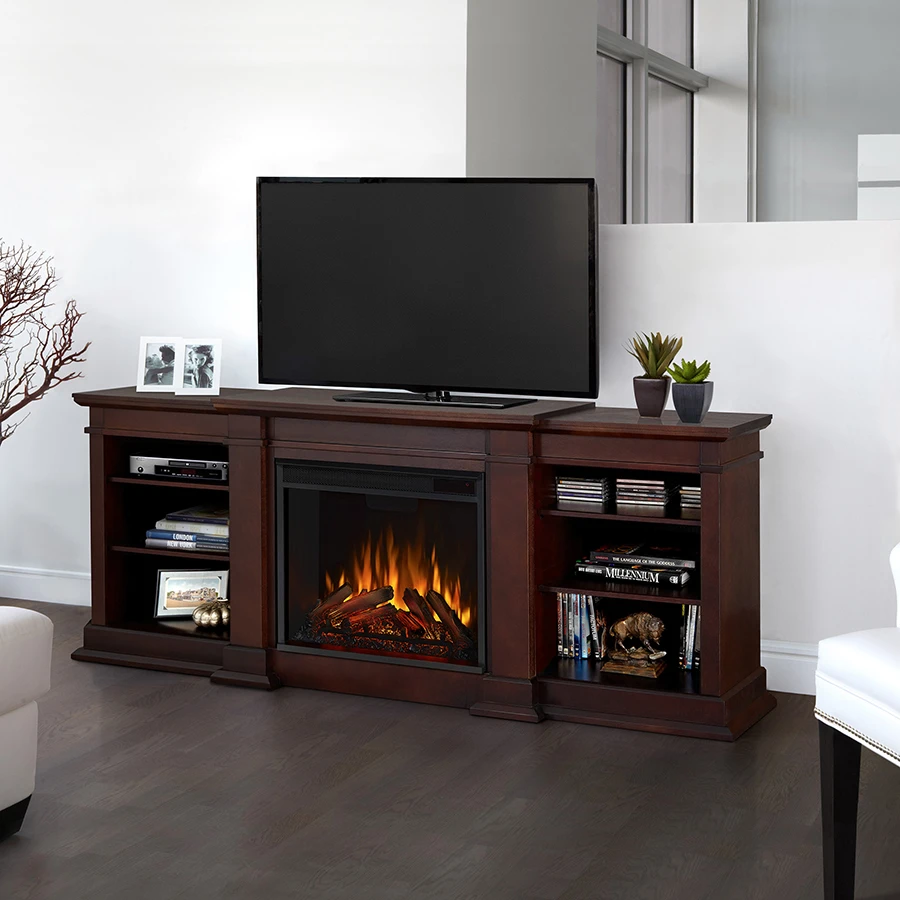 72" Fresno Walnut Electric Media Fireplace 1 72" Fresno Walnut Electric Media Fireplace