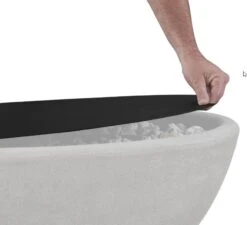 58" Glacier Gray Riverside Large Oval LP Fire Bowl -Dimplex Shop Riverside20lid 01