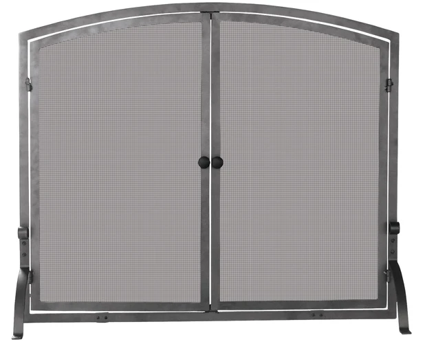 39'' / 44'' Single Panel Olde World Iron Fireplace Screen W/ Doors 1 39'' / 44'' Single Panel Olde World Iron Fireplace Screen W/ Doors