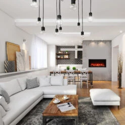 88" Symmetry Xtra Tall Smart Electric Indoor / Outdoor WiFi Enabled Fireplace -Dimplex Shop SYM 42XT YO Drift Room 04