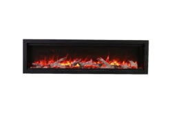 Amantii Symmetry Smart 60" Electric Fireplace -Dimplex Shop SYM6020FRONT20RUSTIC20ORANGE20FLAME2023182 01