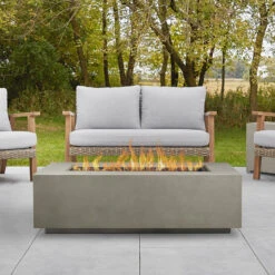 50" Aegean Mist Gray Large Rectangle Propane Gas Outdoor Fire Table