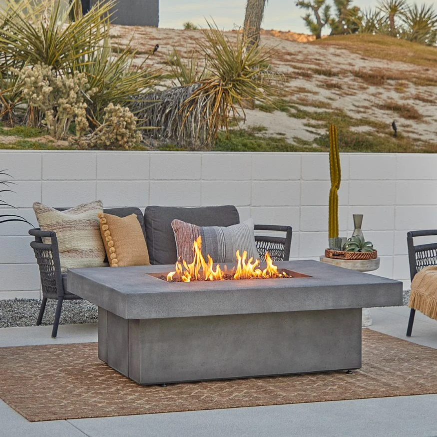 60" Geneva Ash Rectangle Concrete Propane Fire Pit Table With Hidden Tank 1 60" Geneva Ash Rectangle Concrete Propane Fire Pit Table With Hidden Tank