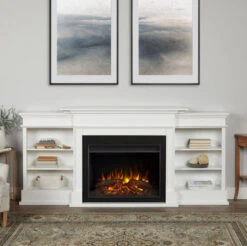 92" Ashton White Electric Fireplace