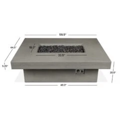 60" Geneva Ash Rectangle Concrete Propane Fire Pit Table With Hidden Tank 17 60" Geneva Ash Rectangle Concrete Propane Fire Pit Table With Hidden Tank -Dimplex Shop ash3 01