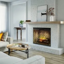 36" Dimplex Revillusion Herringbone With Glass Fireplace