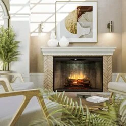 42" Dimplex Revillusion Weathered Concrete With Front Glass Fireplace